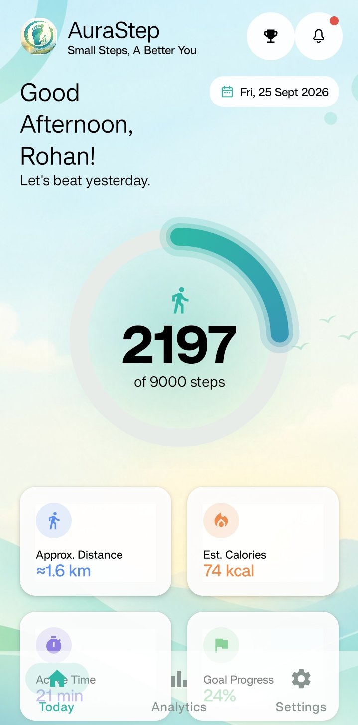 AuraStep step counter app screenshot