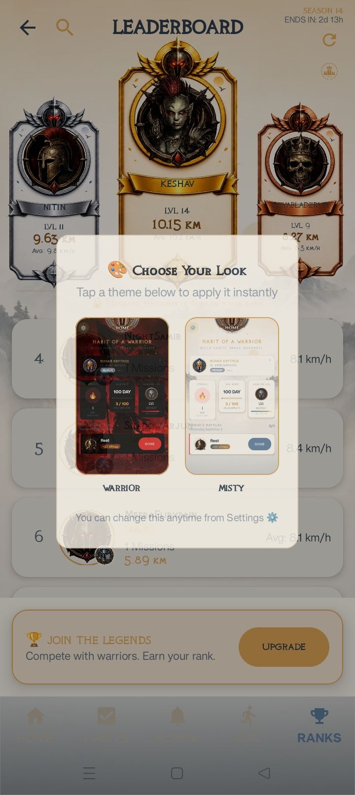 Habit Warrior weekly leaderboard