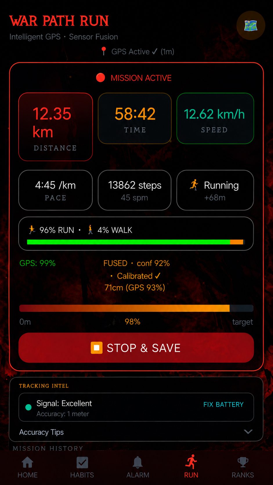 Habit Warrior GPS run tracker