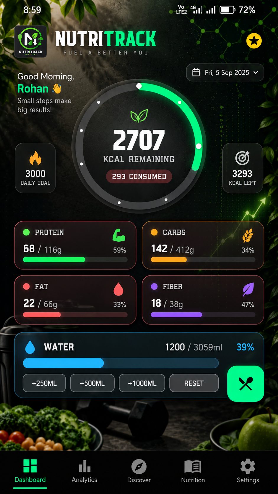 NutriTrack Pro Max nutrition tracker screenshot